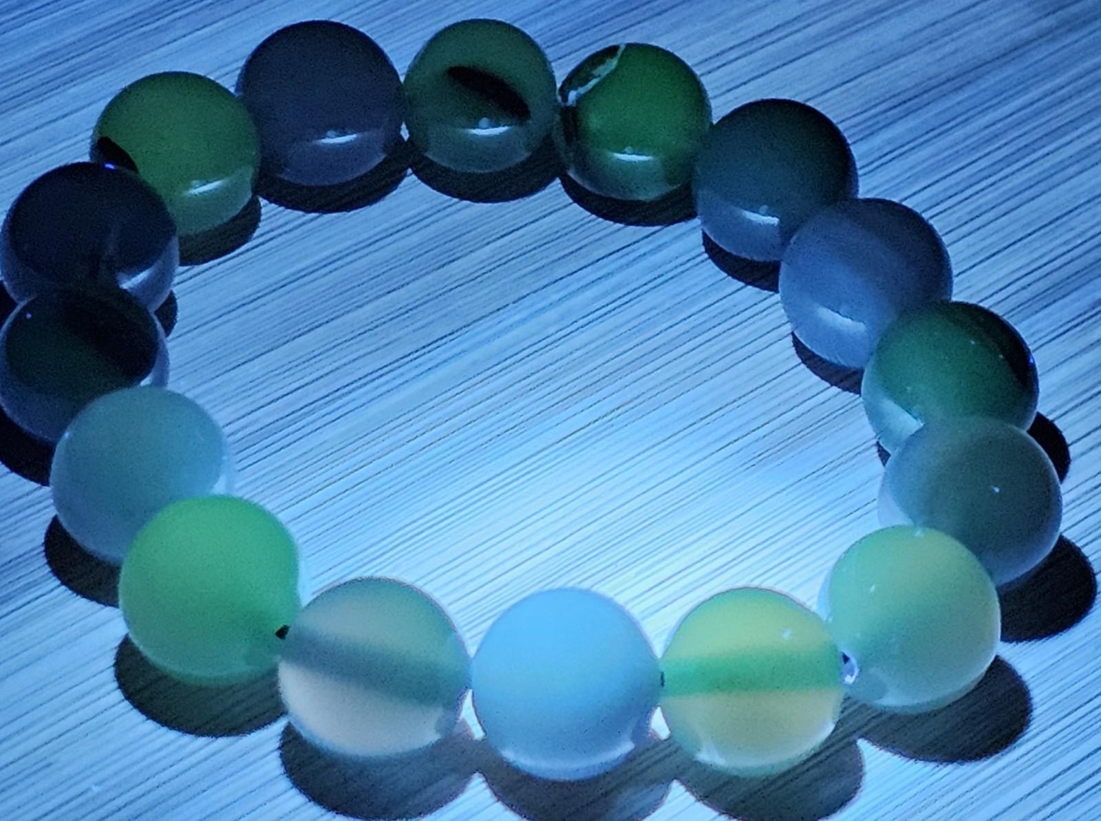 Volcano Agate Natural Crystal Bracelet 12.3mm UV Reactive
