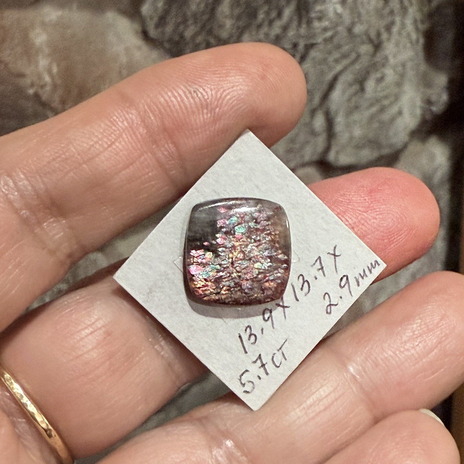 5.7ct 13.9×13.7×2.9mm Gemmy Rare Latice Black Moon Sunstone Cabochon Loose Gem