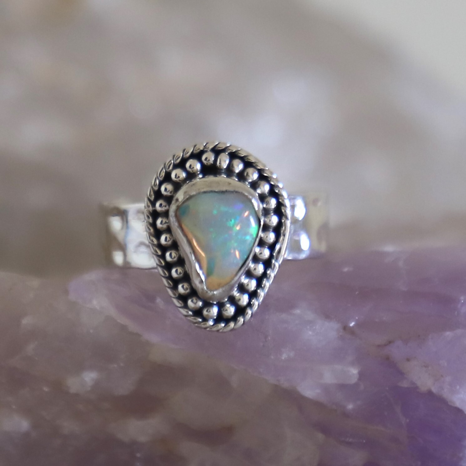 ETHIOPIAN OPAL NATURAL GEMSTONE 925 STERLING SILVER HANDMADE JEWELRY RING 3 TO12