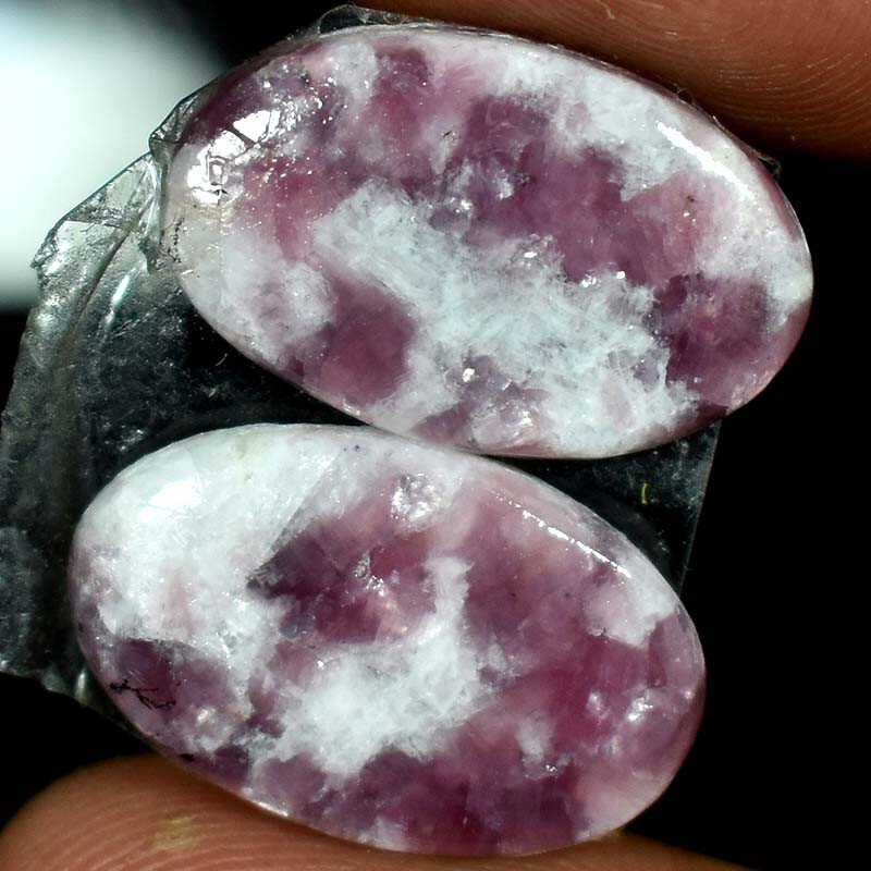 Earring Pair ! Lepidolite Oval Cabochon 100% Natural Gemstones 16.60Cts.