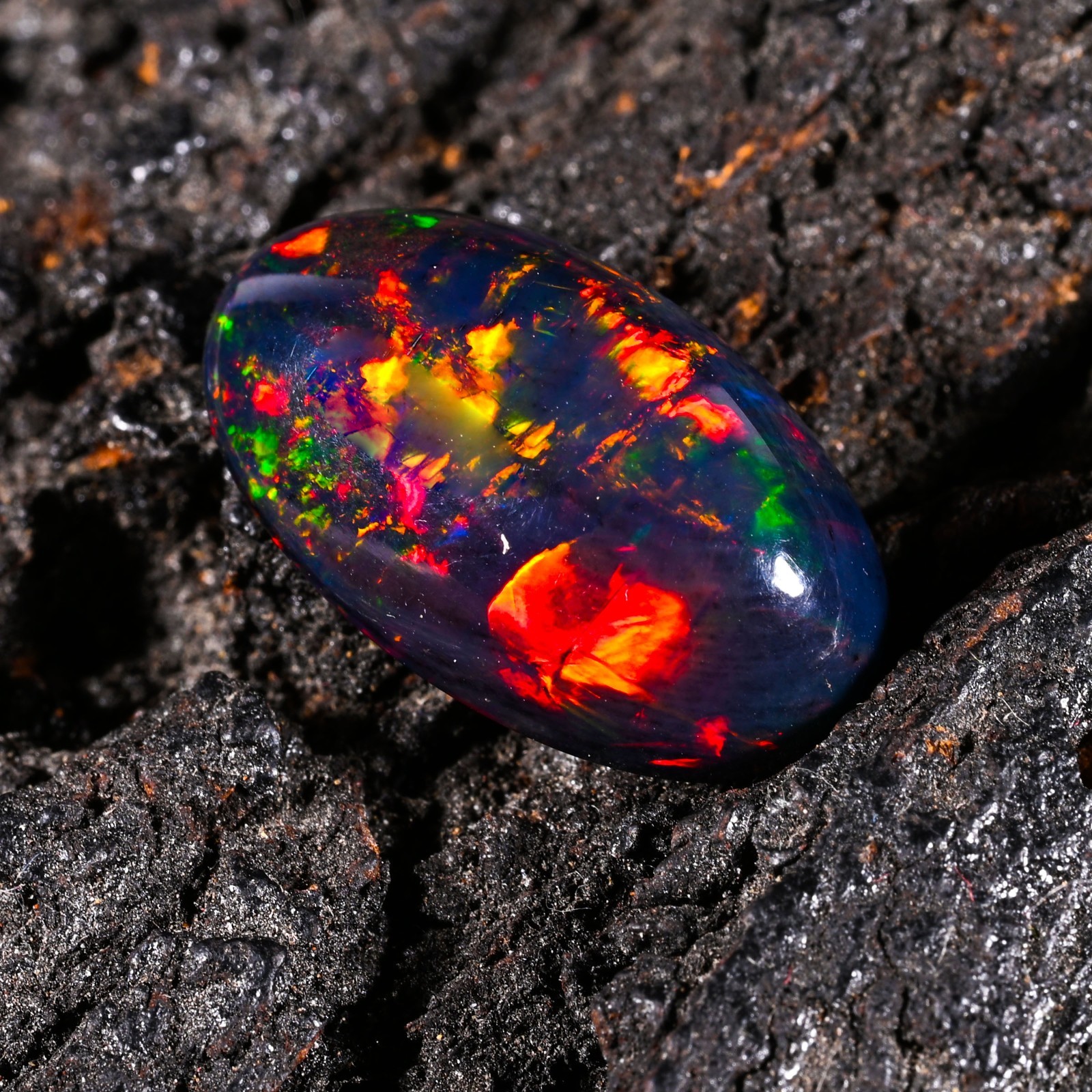 6.10 Ct Natural Ethiopian Opal Welo Fire Opal Cabochon Loose Gemstone 19x11x7 mm