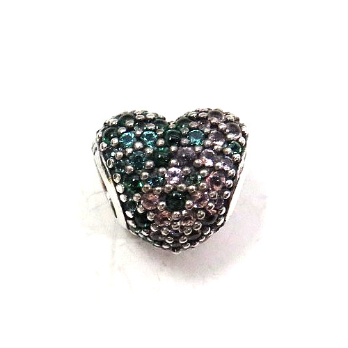 Pandora Gleaming Clover Heart Charm Bead 🍀💚 Retired Authentic green lavander