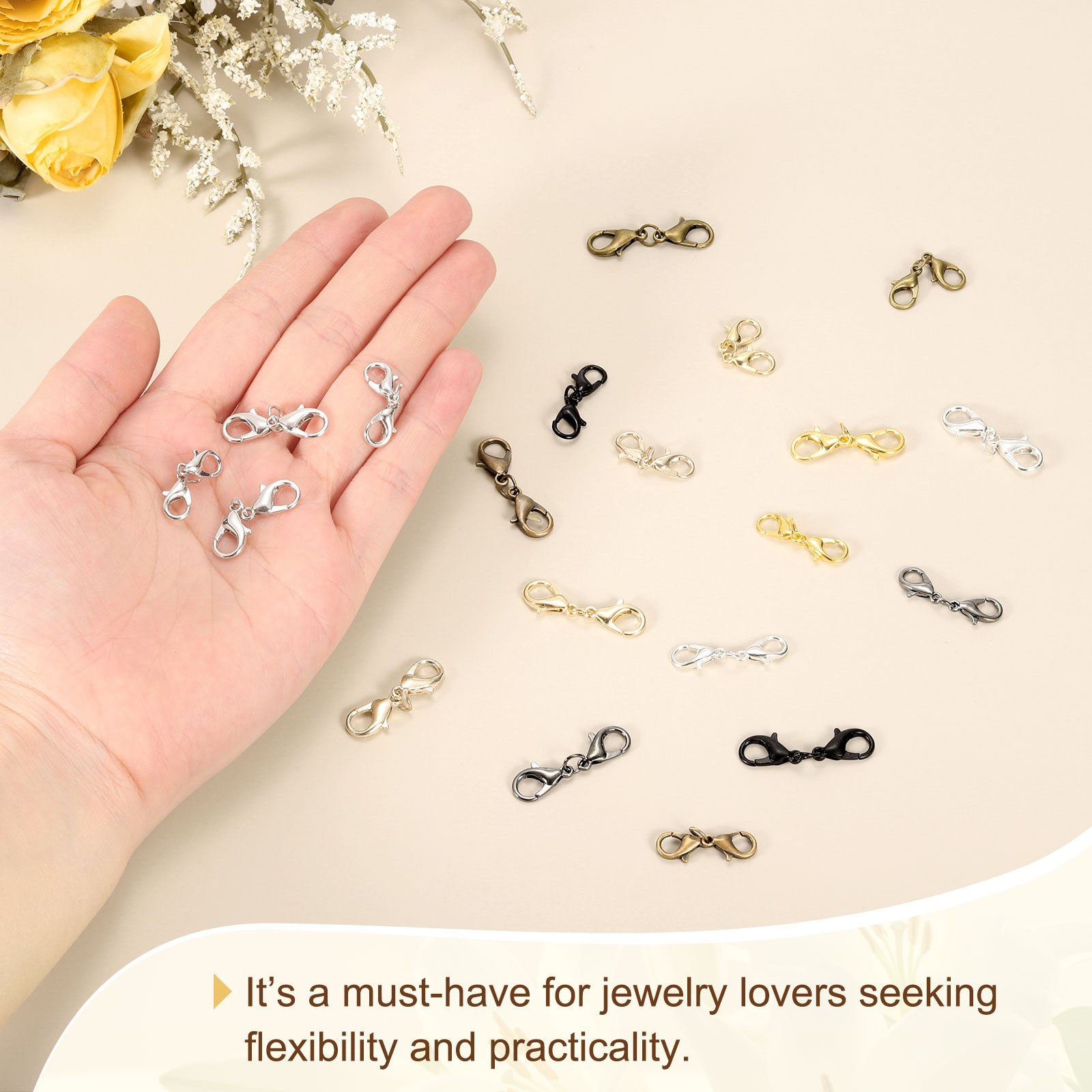 8Pcs Double Lobster Claw Clasps Bracelet Extender 30mm Bronze