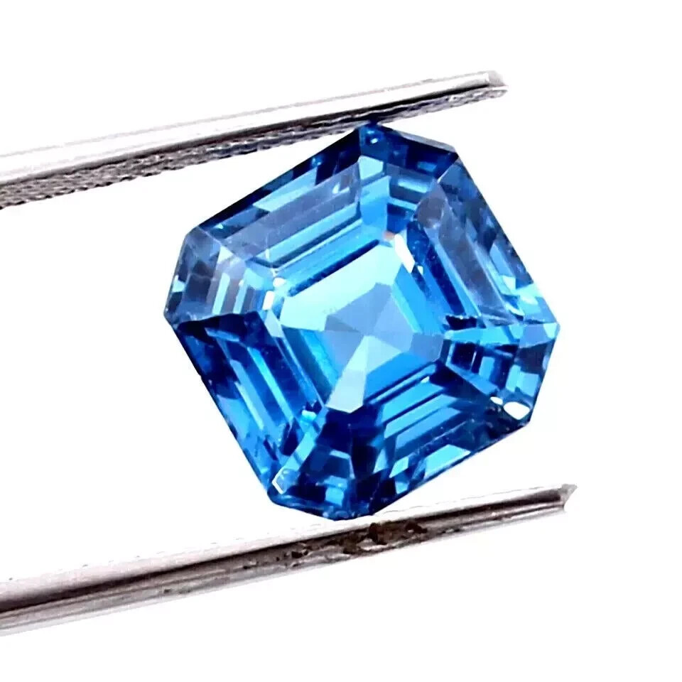 10 Ct Natural Santa Maria Blue Aquamarine Asscher Cut Loose Gemstone Certified