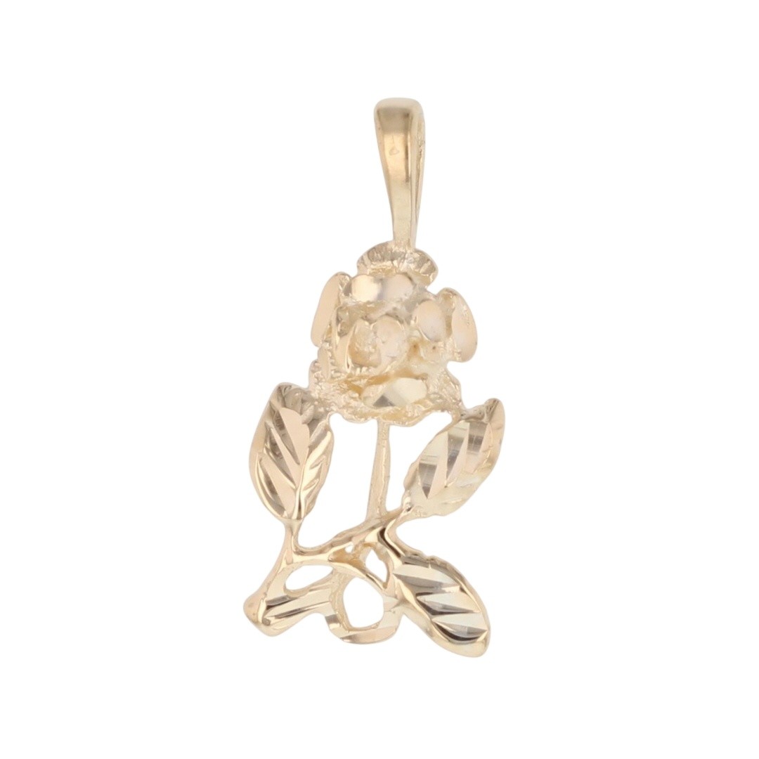 22.5mm Diamond-Cut Flower Shaped Pendant w/o Chain 14k Yellow Gold 1.42 Grams