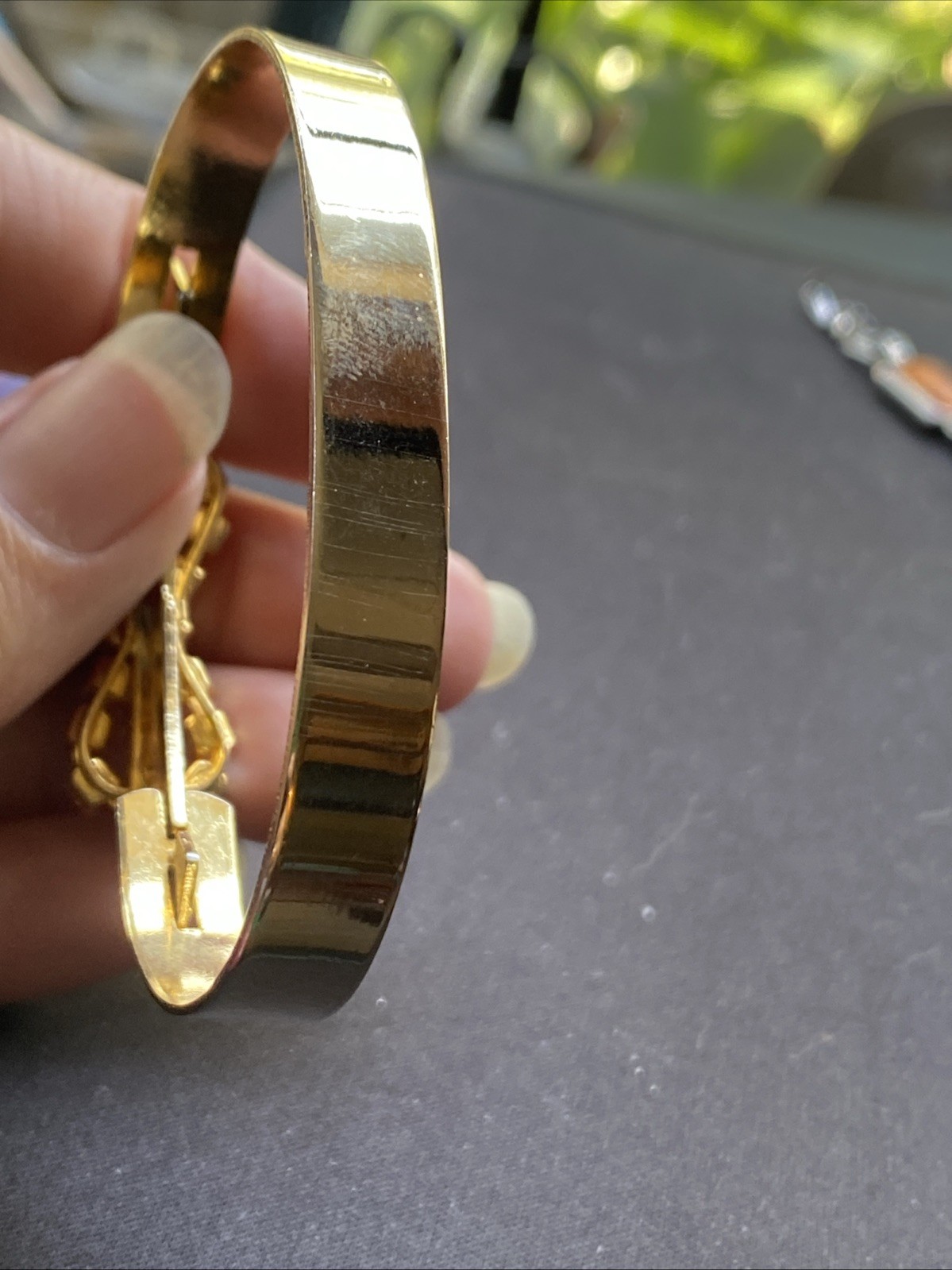 Vtg Prom Night Red & White Rhinestone Gold Tone Bangle Bracelet
