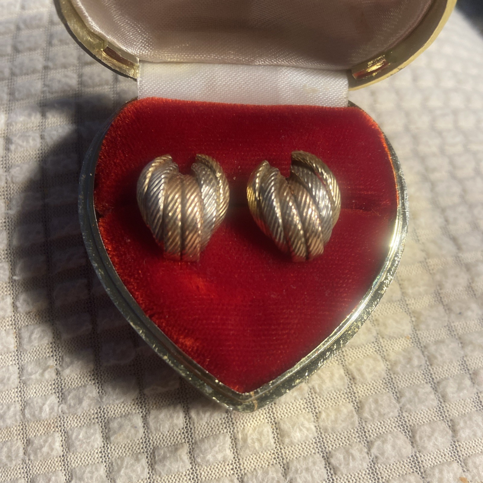 Vintage 14k Tri-Color Gold Twist Style Stud Earrings 2/3″ 2.98 Grams