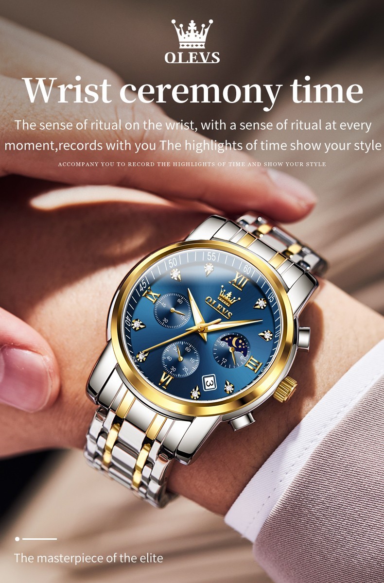 OLEVS 2858 Business Wrist Casual Quartz Luminous Mens Sports Waterproof Watches