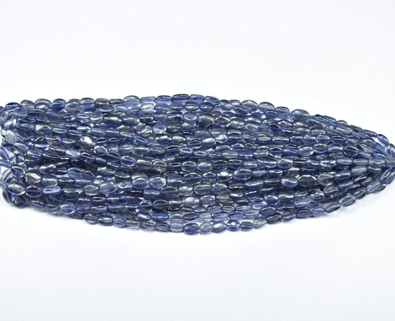 14″ Natural Iolite Smooth Oval Shape Beads, Iolite Gemstone Beads 4.5X6-5X7mm