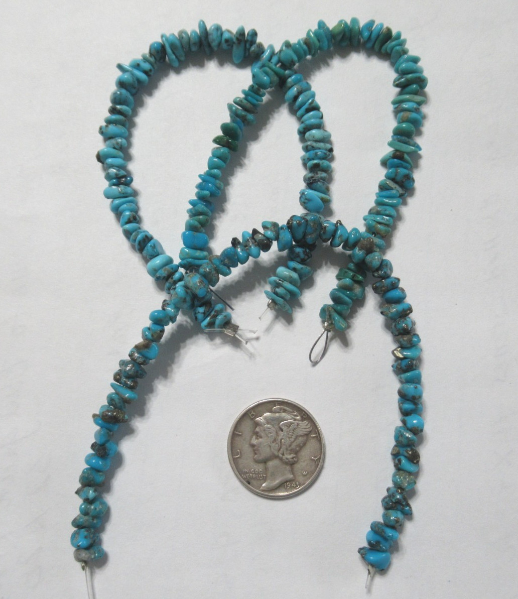 3 KINGMAN TURQUOISE STRANDS= 16.25 INCHES NUGGETS: 4 X 3mm to 7 X 4mm #774