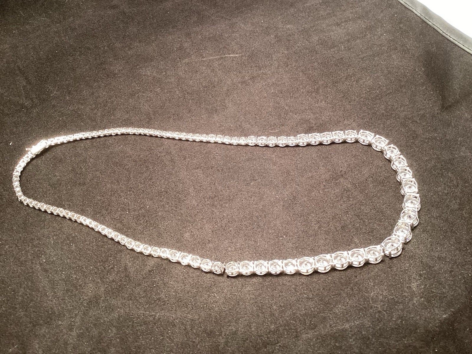 Fuzion Creations 925 Sterling White Quartz Tennis 3-8mm Graduated Necklace 18”