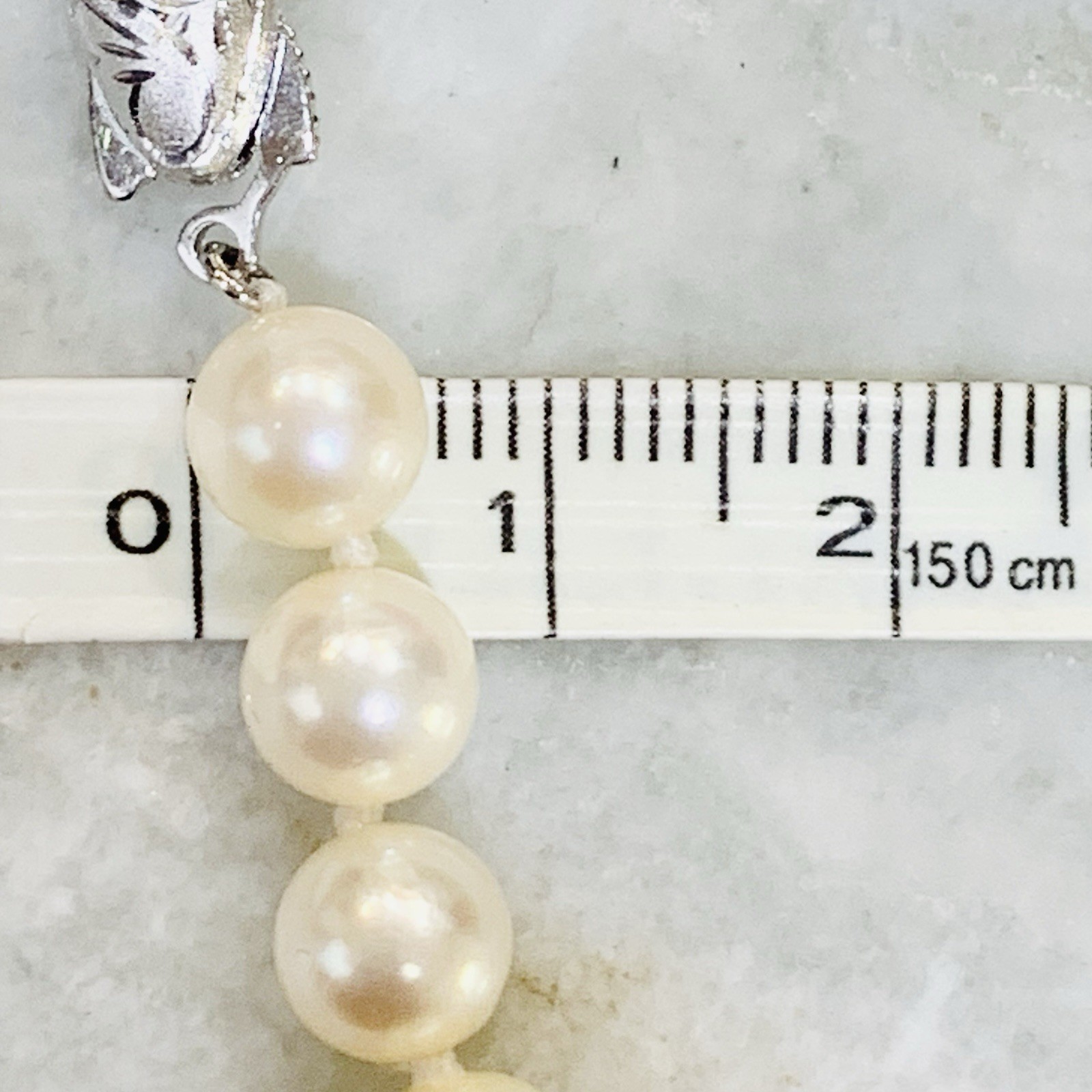 Hi Luster Akoya Pearl Necklace Strand Fuji Pearl OffWhite 7mm AAA+ SilverVTG 17”