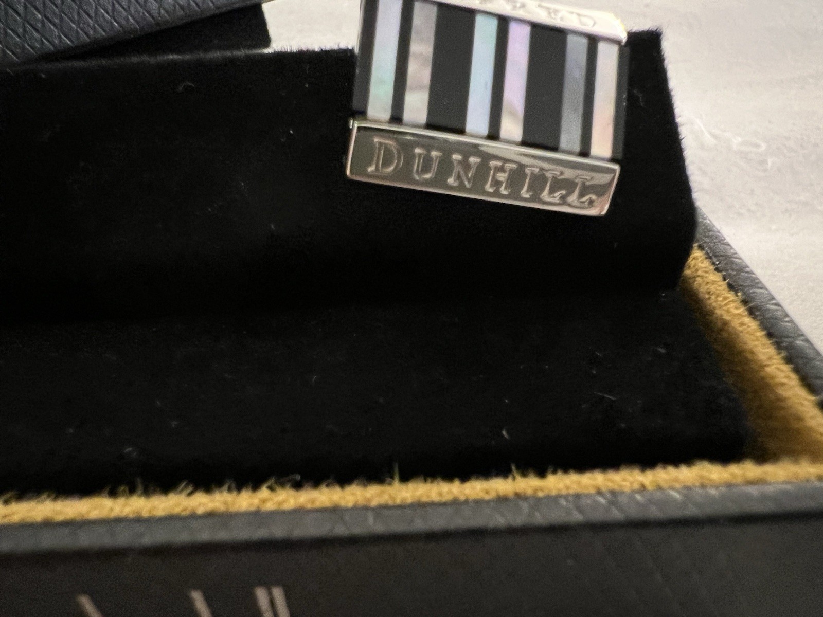 Dunhill Silver Cufflinks with Black Onyx and Mother of Pearl – New in Box