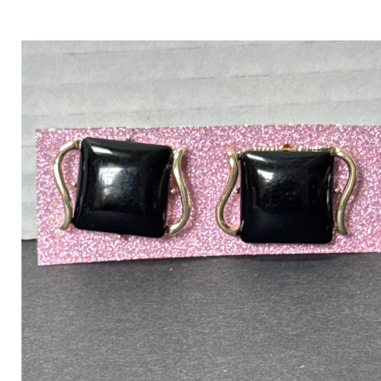 Vintage Coro Black Lucite With Silver Accents Clip On Earrings MCM
