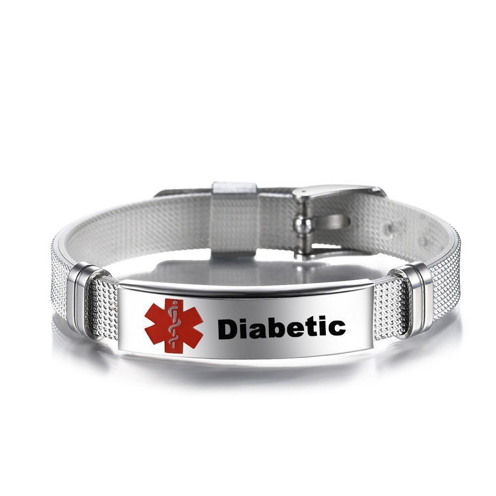 Medical ID Bracelet Stainless Steel Snake Bracelet Silver Emergency Wristband