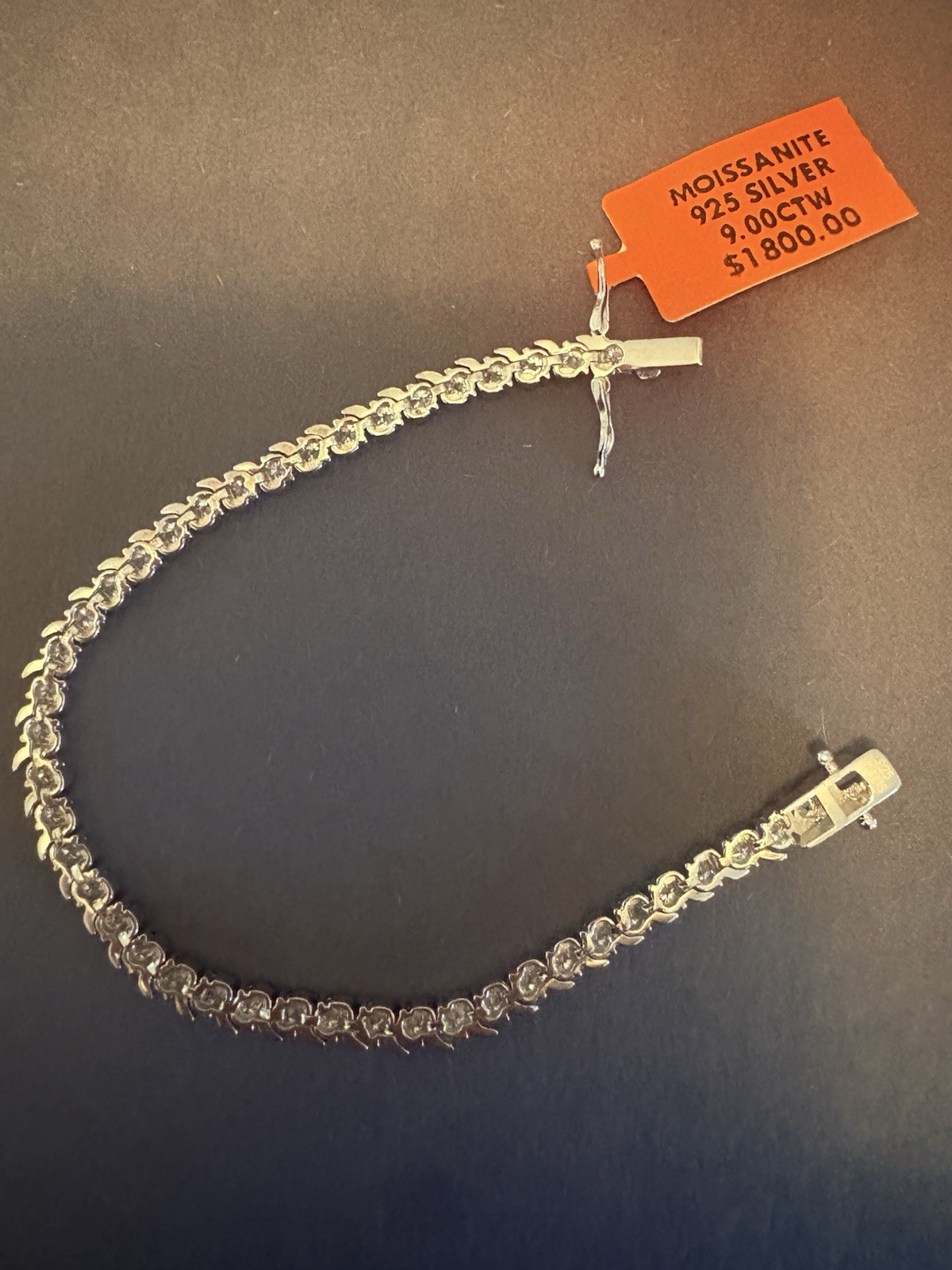 925 Sterling Silver Moissanite Tennis Bracelet 9.00 CTW Round Stones Sparkling