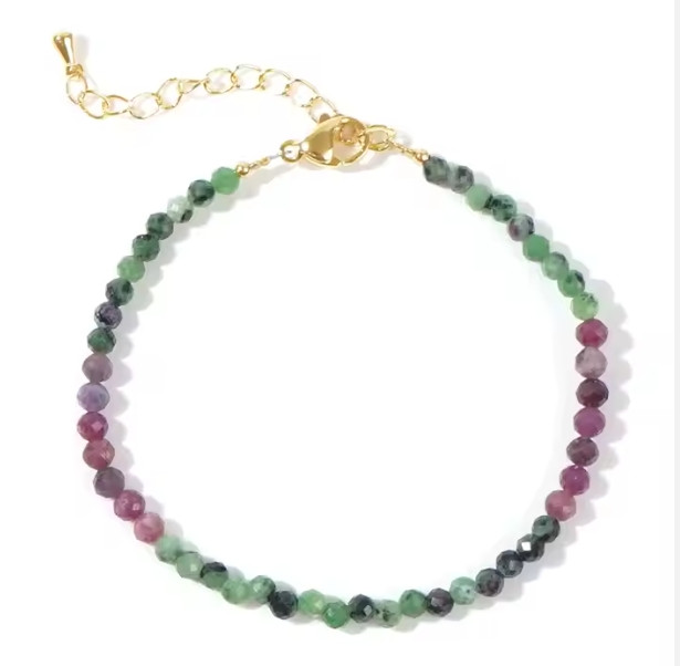 Delicate Ruby Zoisite Bracelet Natural Stone Dainty Bracelet Healing Women Gift
