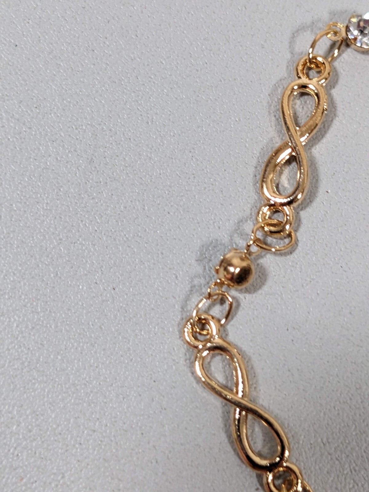 Gold Tone Infinity Clear Crystal Tennis Bracelet 10 inches