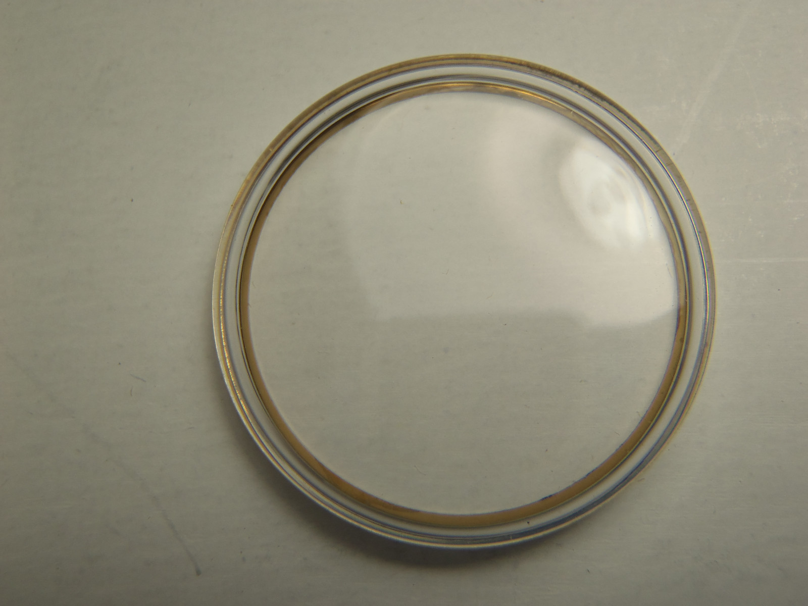 SWISS GILT METAL TENSION RING ROUND PLASTIC WATCH CRYSTAL WATERPROOF 26.6 MM