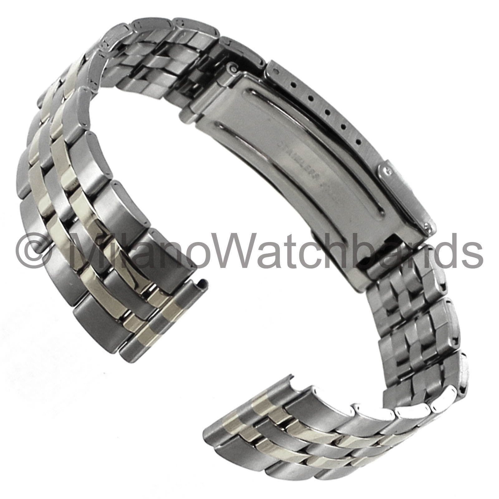 20mm Morellato Silver Tone Stainless Steel Safety Fold Over Clasp Watch Band