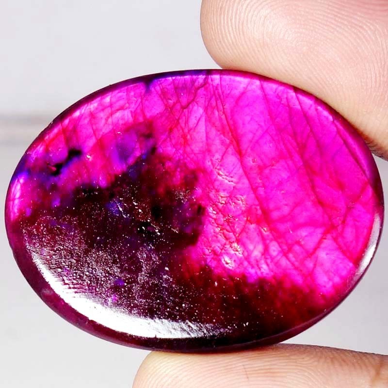 Oval Shape Cabochon 104.35CTS color of Labradorite 32X43X8MM Treated Loose stone