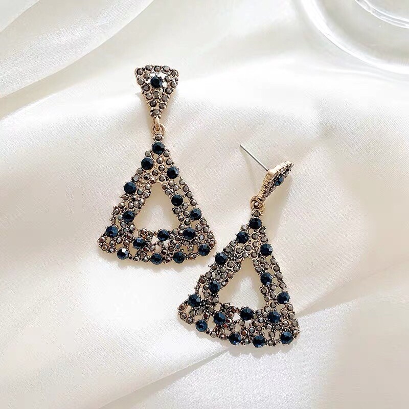 Blue Diamond Geometric Dangle Earrings for Women, Elegant Chic Earrings,Gifts