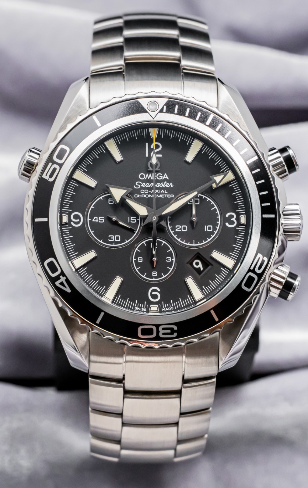 Omega Seamaster Planet Ocean Chronograph 45.5 mm Black Dial 600M Bracelet 2210.5
