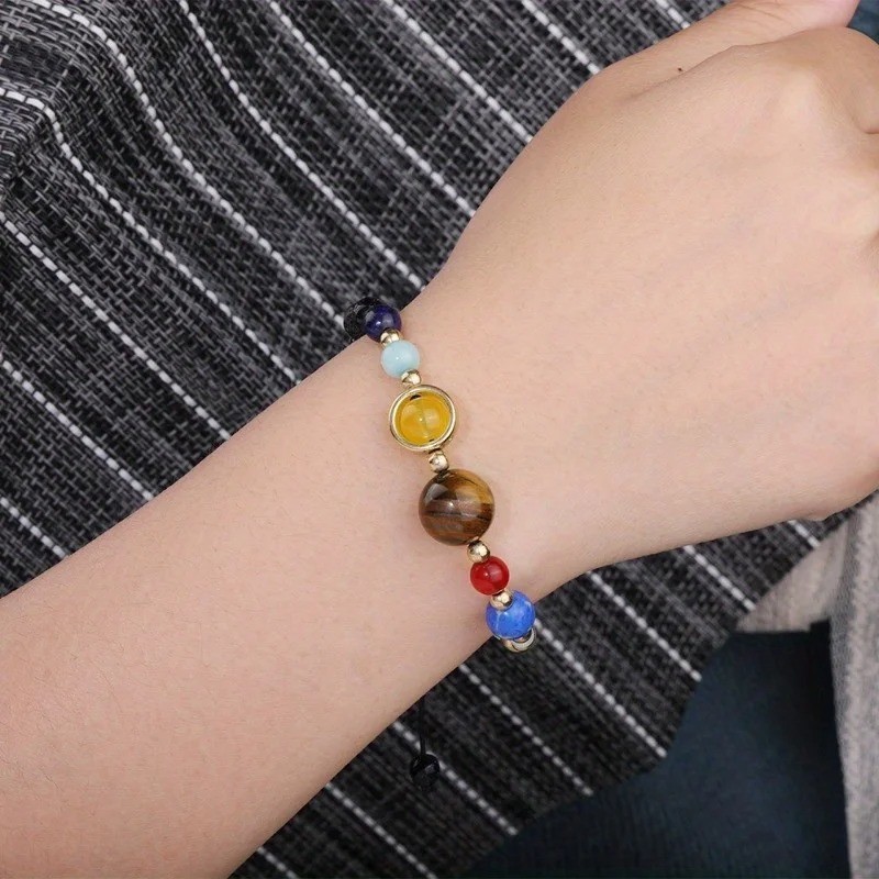 NEW GALAXY SOLAR SYSTEM BRACELET UNISEX ADJUSTABLE PLANETS RESIN BANGLE