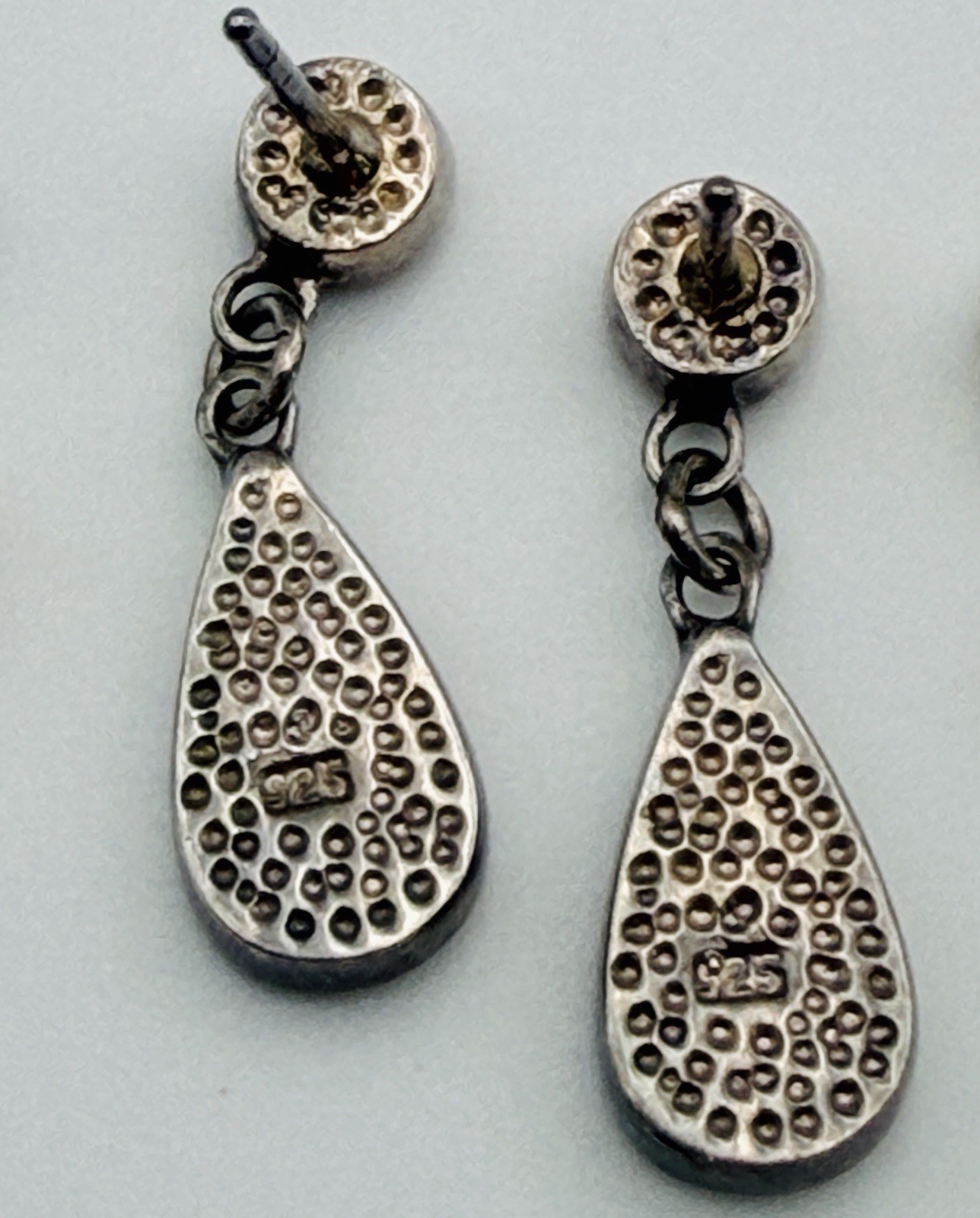 Vintage Earrings Opal & Sterling 925 Teardrop Dangle Boho-Chic 90s October-Birth