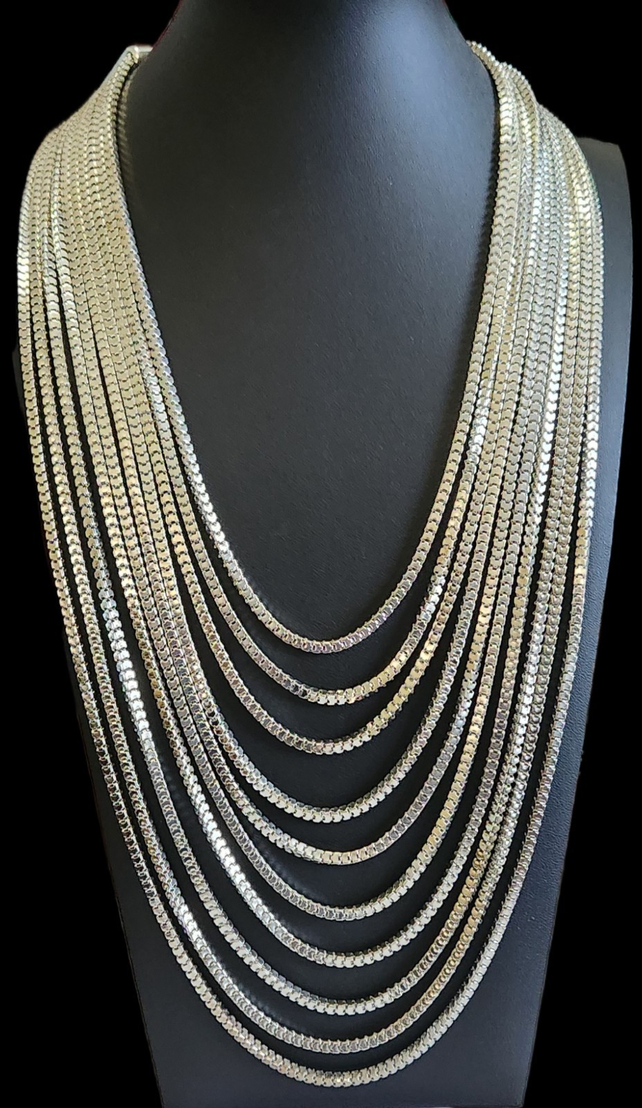 Layered Chains Necklace -Silver tone – 18.5- 22.5inches