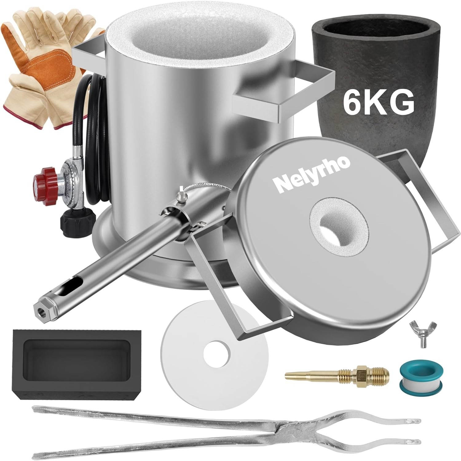 6KG Propane Metal Melting Furnace Kit Gold Silver Copper Aluminum Casting Forge
