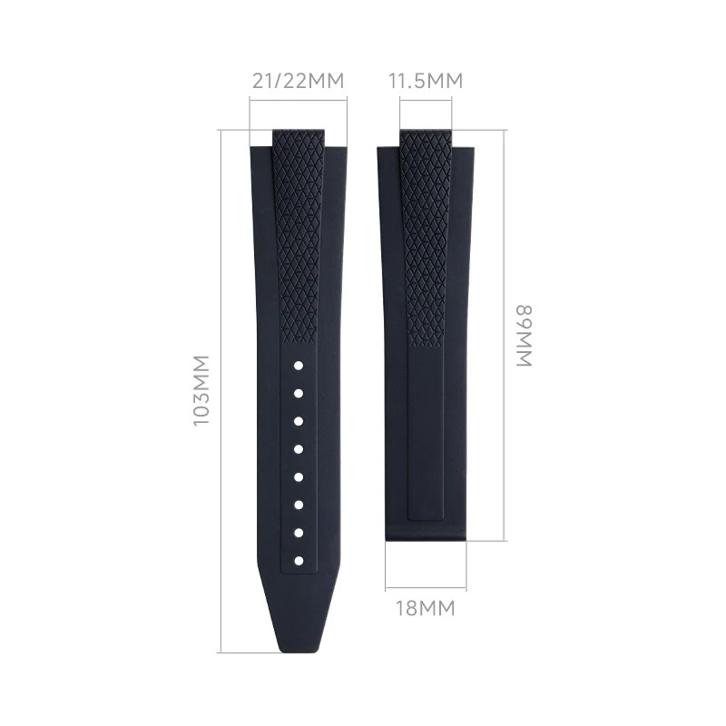 21 22mm FKM Rubber Strap Watch Strap Fits Longines CONQUEST Series L3.830 L3.835