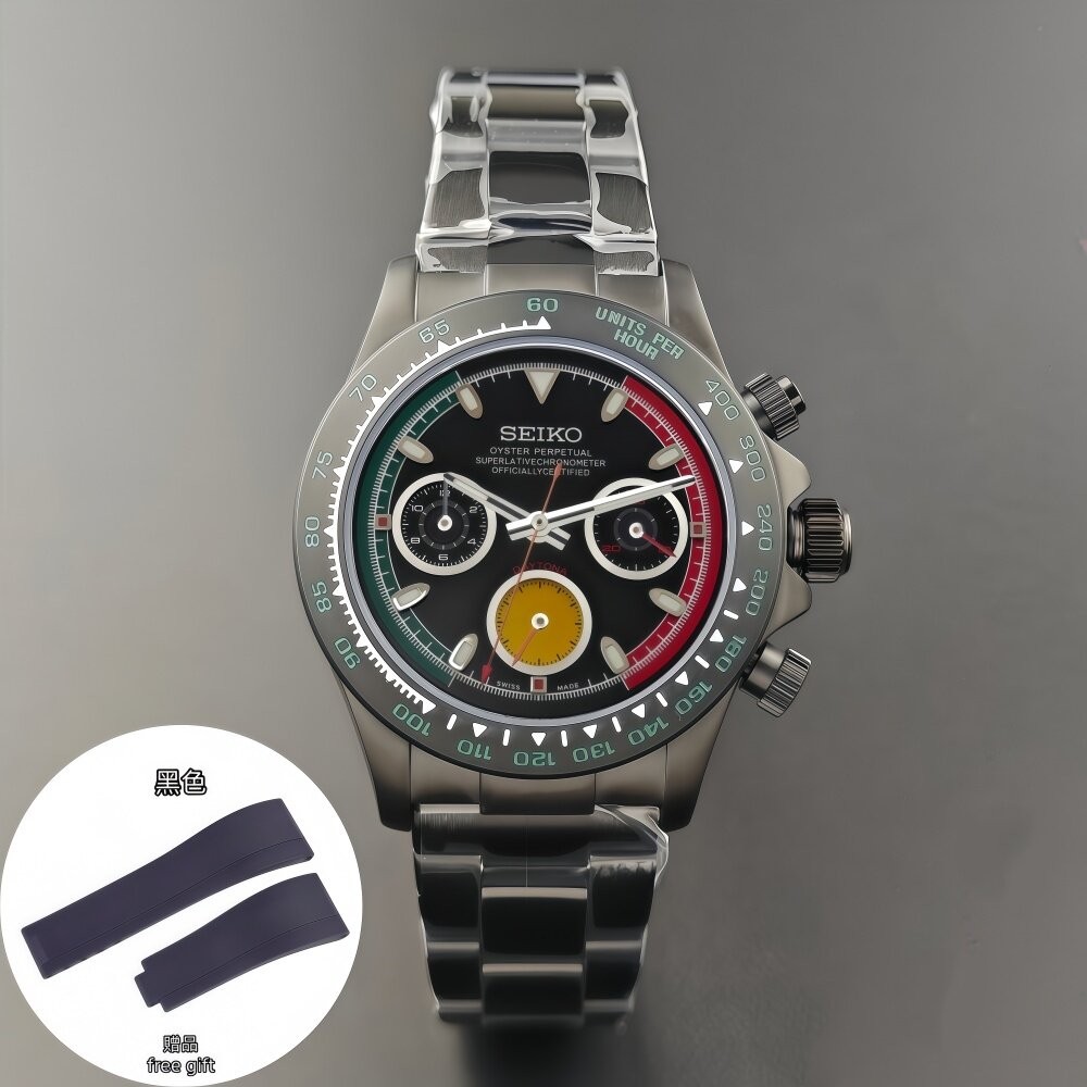 29.5MM DIY Panda Watch Dial Green Luminous For VK63 Movement Watch Parts