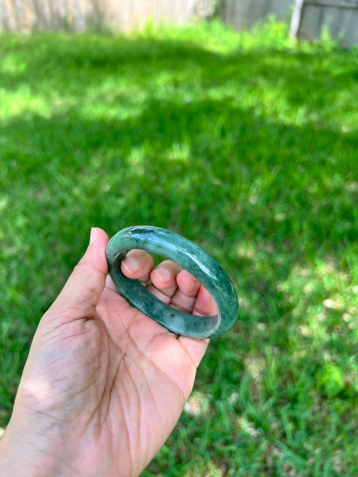 Full Rich Green 100% Natural Grade A Jadeite Jade Bangle Bracelet 57.8mm H186