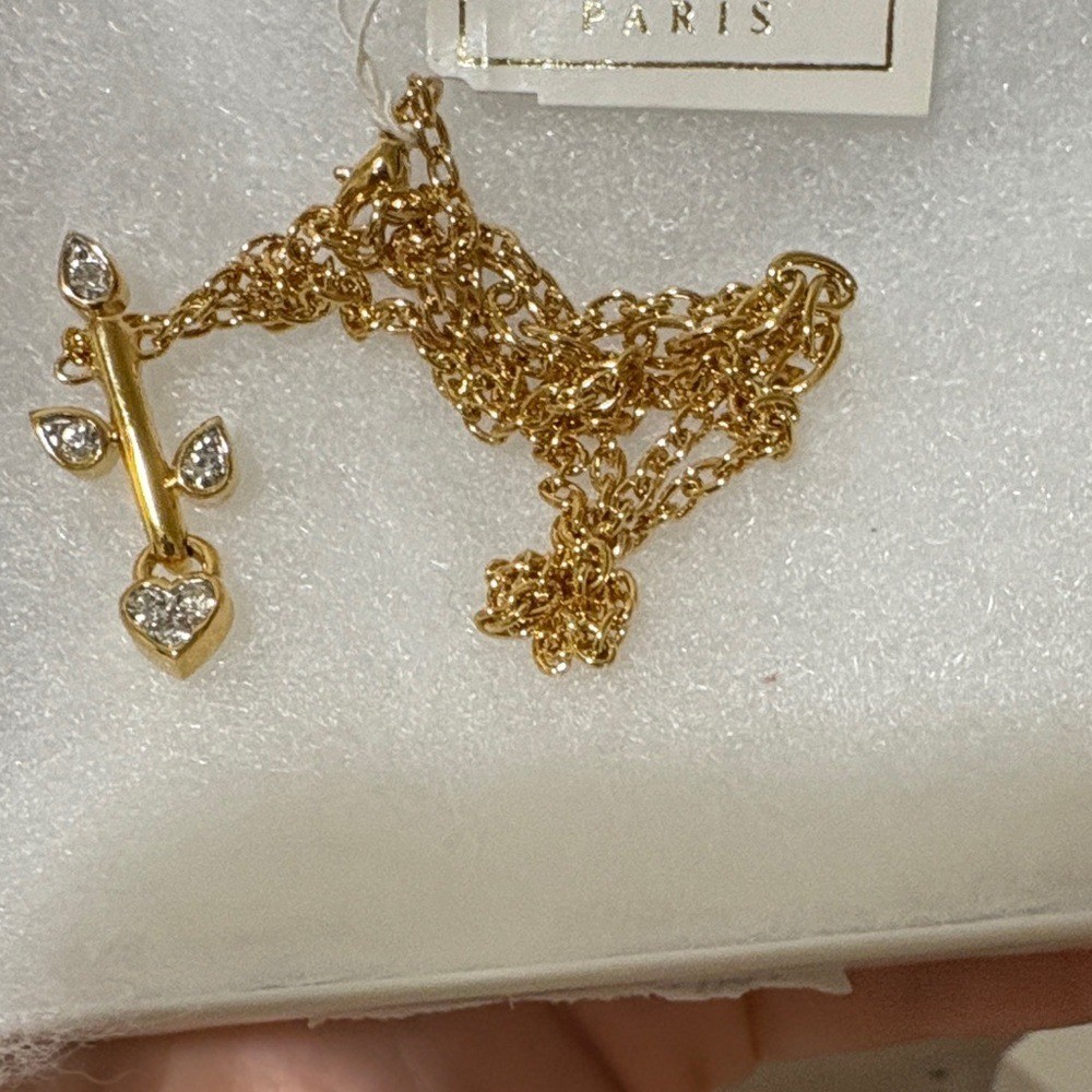 Nina Ricci Paris Gold-Tone Crystal Heart Branch Necklace