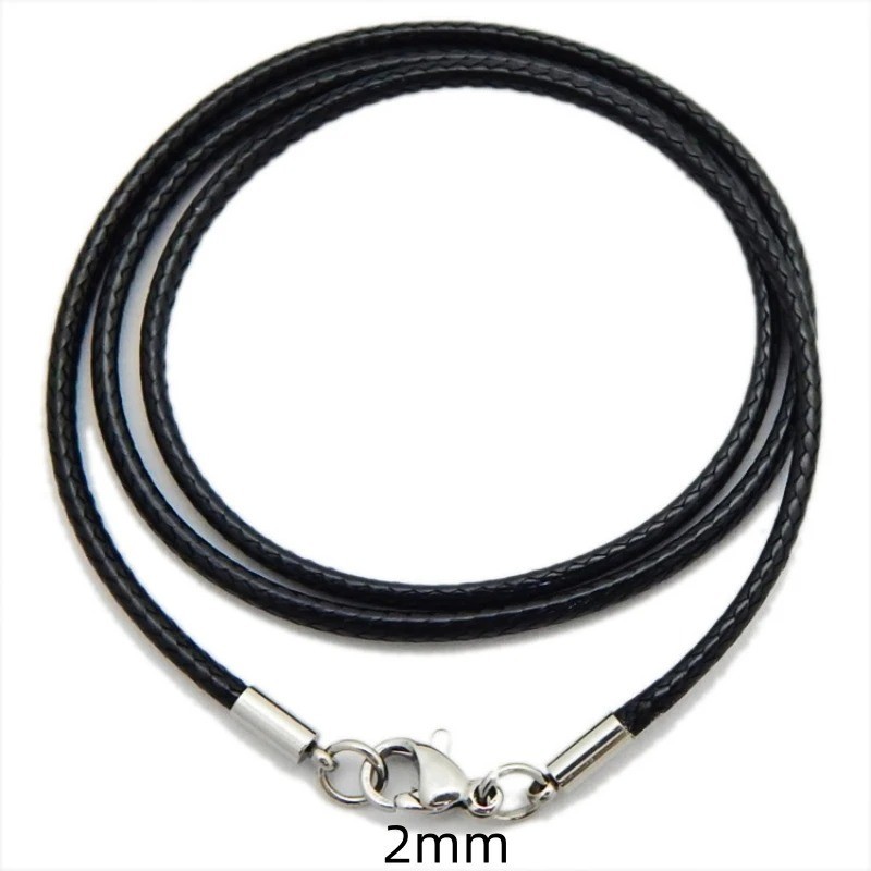 Waterproof Braided Leather Chain Cord Necklace with Stainless Steel Clasp