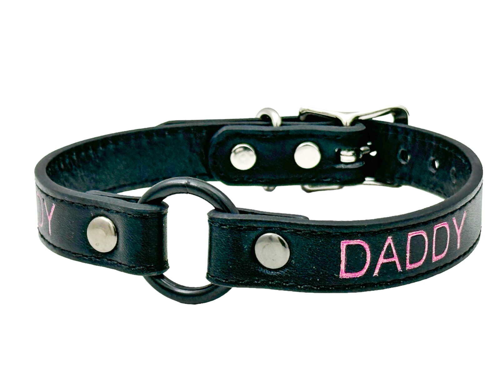 Name Black Ring Choker BDSM Collar Vegan Leather Necklace O Ring Fetish Ball