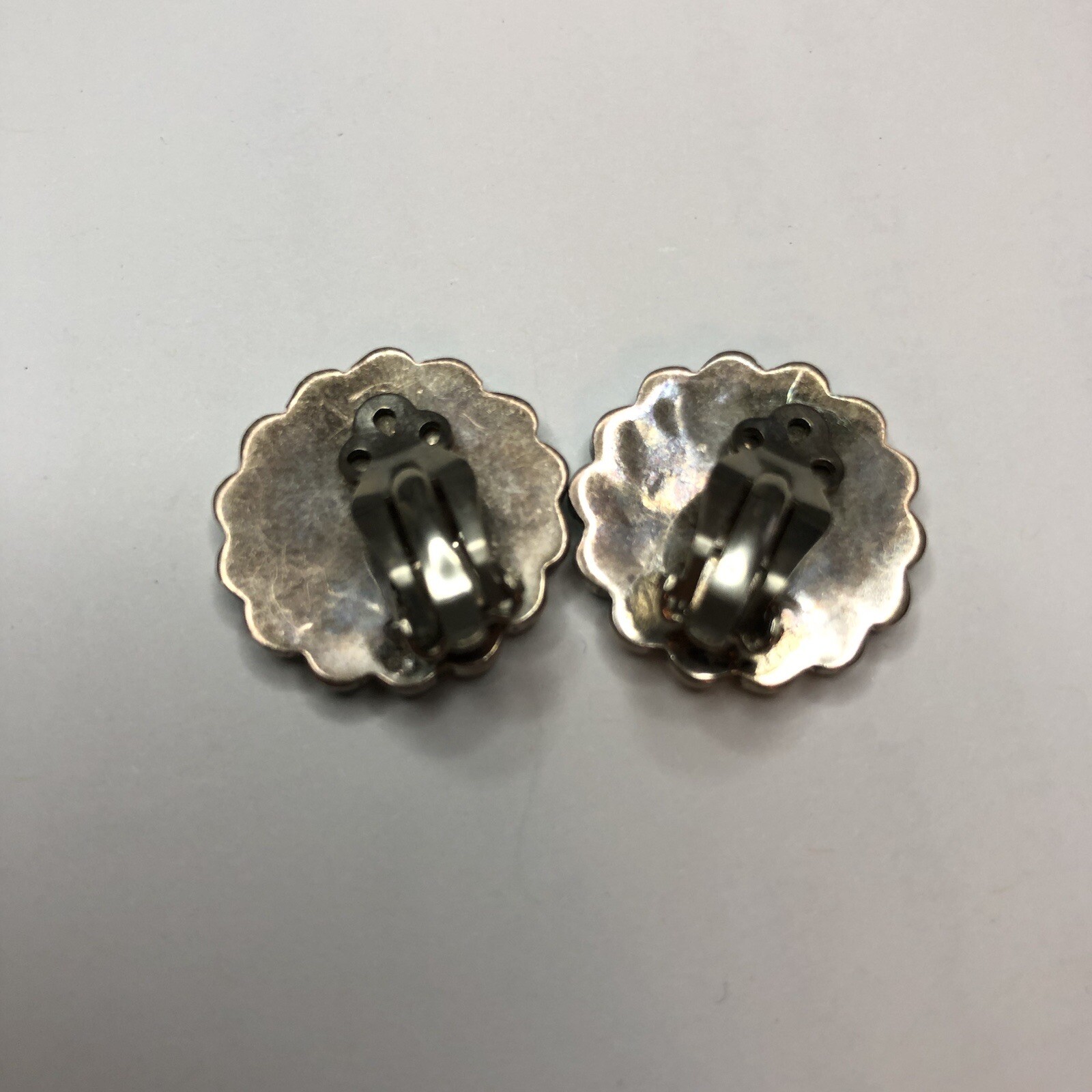 SOUTHWESTERN STERLING SILVER TURQUOISE EARRINGS Clip On Round Coral Onyx Vtg