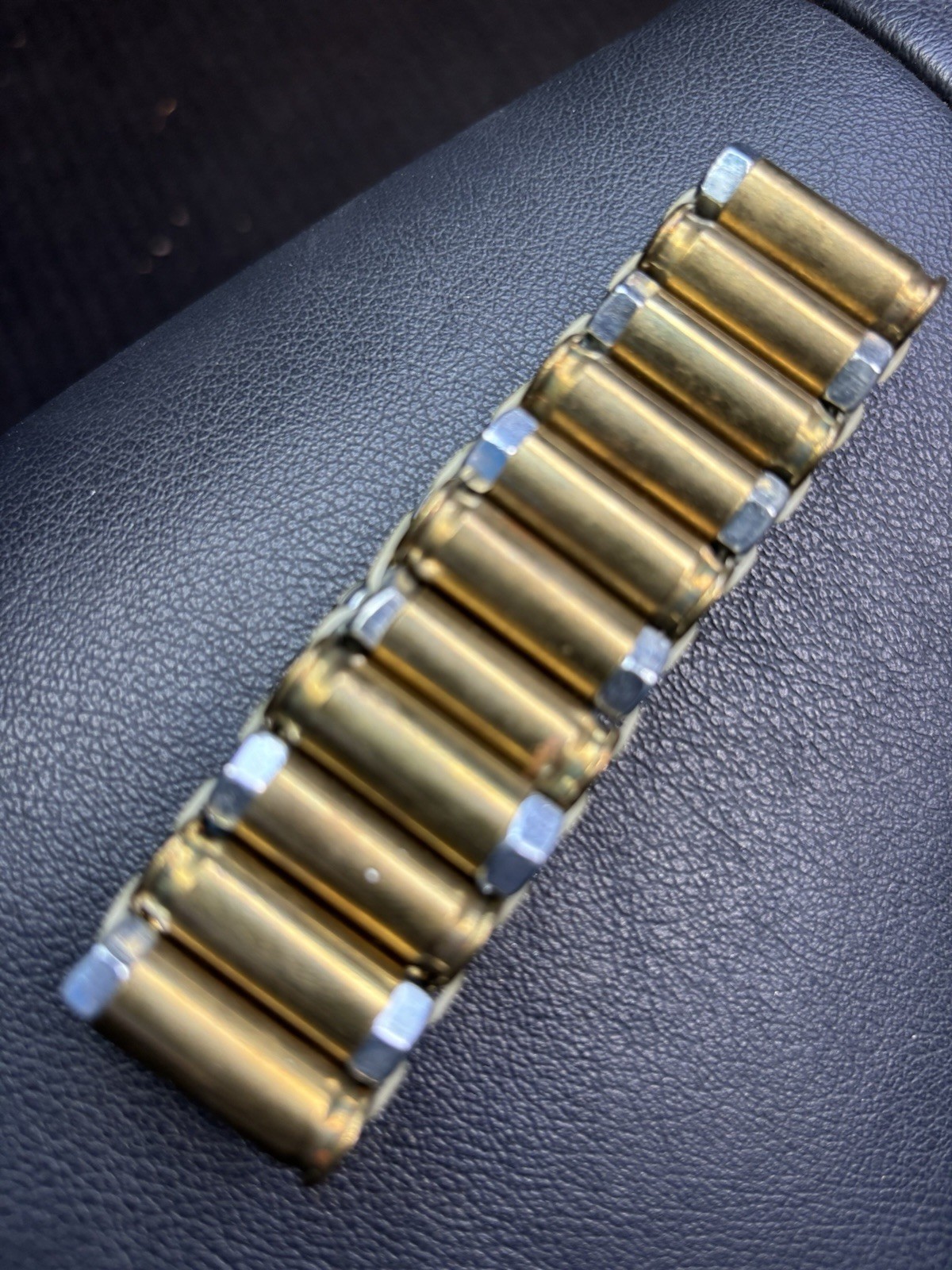 Bullet Theme Brass Cable Chain Bracelet, Stretch Slip-On, Gold/Silver/Black