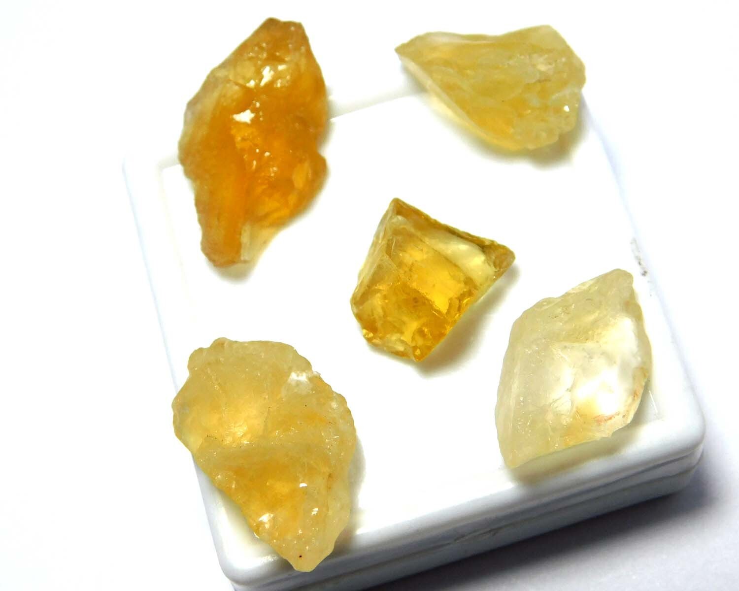 Yellow Citrine Rough Loose Gemstone 54.0 Carats 100% Natural 5 Pcs Lot.CR34.