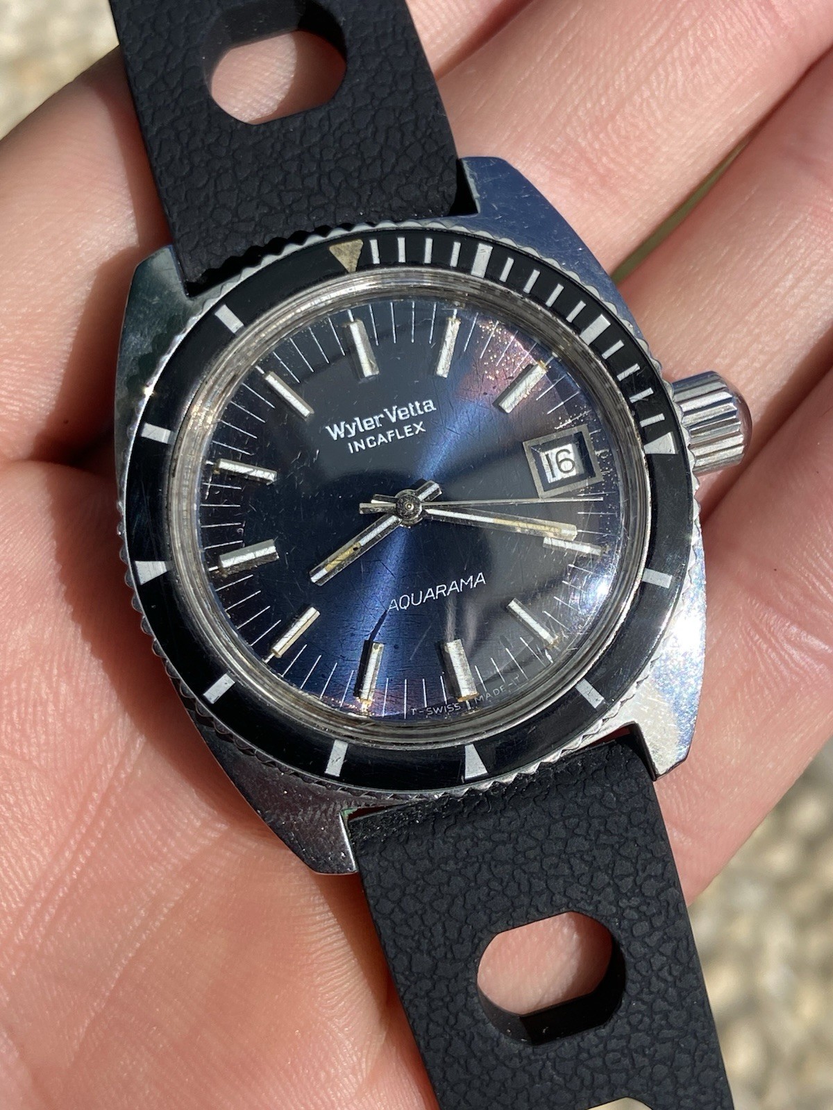 Vintage Rare Wyler Vetta Aquarama Automatic Diver Sub Watch