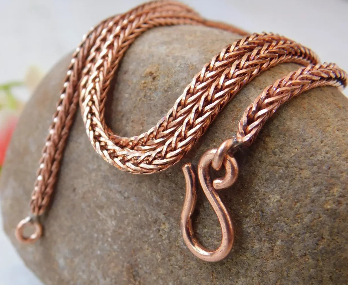 22 inch Pure Copper Flat Foxtail Chain Necklace Healing Copper Jewelry Spiritual