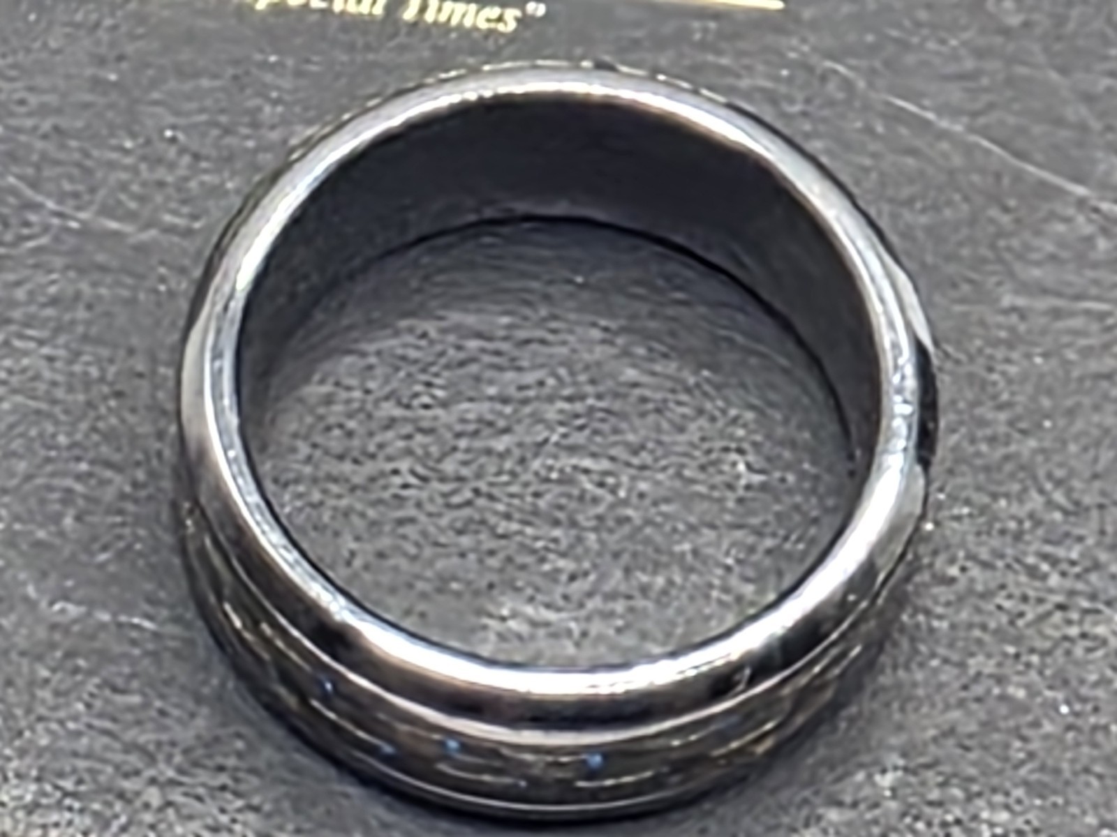Triton Titanium Wedding Band Ring Approx Size 11 8mm Carbon Fiber Blue Inlay Box