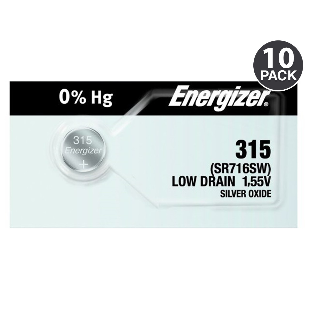 Energizer 315 SR716SW Silver Oxide Watch Battery (10 Pack)