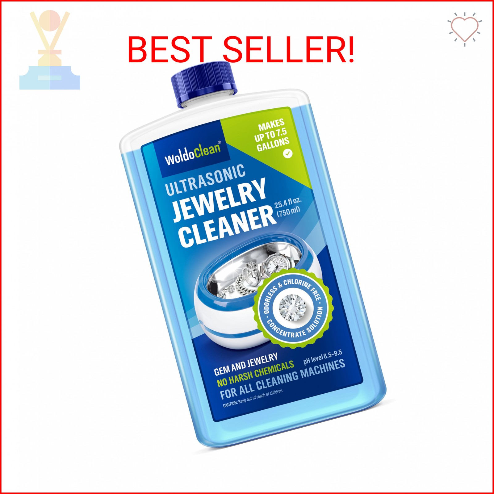 WoldoClean Ultrasonic Jewelry Cleaner Solution – 25.4 Fl Oz Concentrate Makes 8