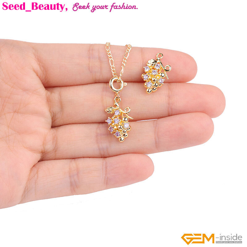 18k Gold Filled Plant Fruit Crystal Charm Pendant Bead Jewelry Making Not plated
