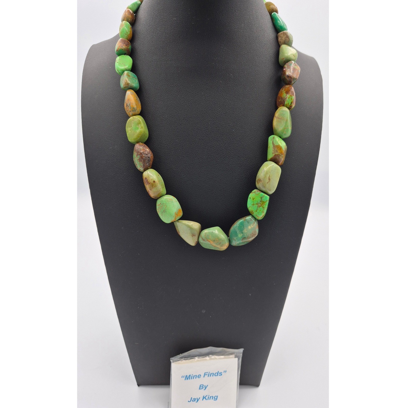 Jay King Mine Finds Necklace Green Turquoise Sterling Silver Chunky Nugget DTR