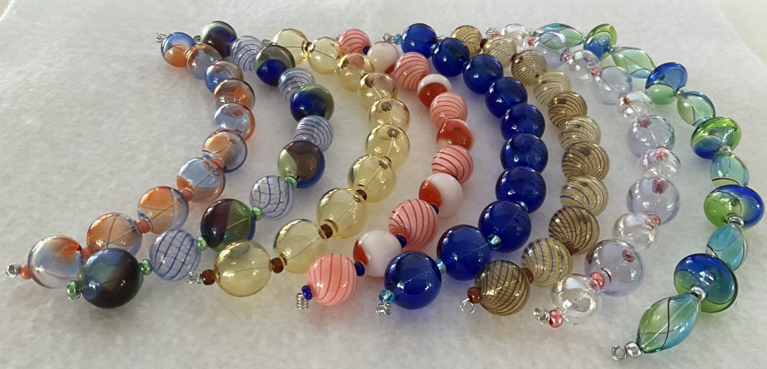 New Handblown LampWork Glass Bead Lot 12-18mm/8 Strands