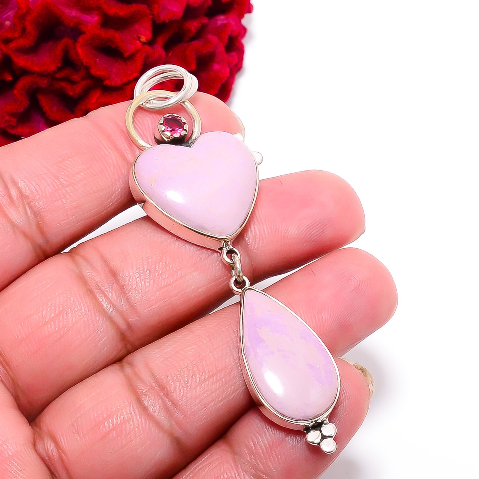 Phosphosiderite – Argentina & Pink Tourmaline 925 Silver Pendant 2.89″ P10181966