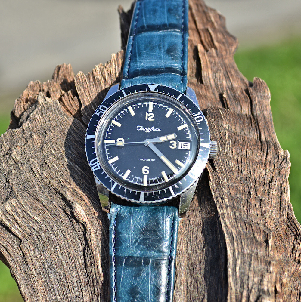 Orologio Jungfrau DIVER SUB 600 feet anni ’70 con ghiera girevole revisionato